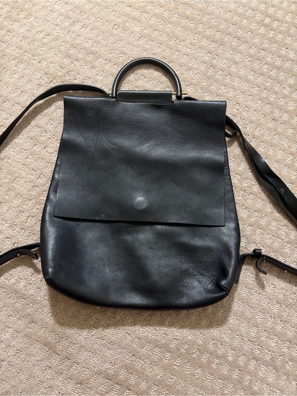 Black Leather Men's Backpack